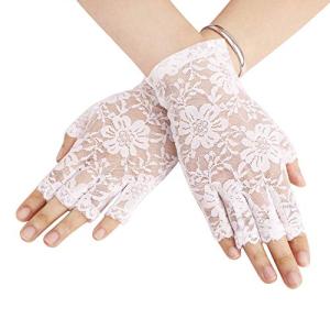 UVカット 指なし手袋 夏 レディース ショート 花柄 ウエディンググローブ お洒落 レースグローブ 女性 人気 運転 ドライブ手袋