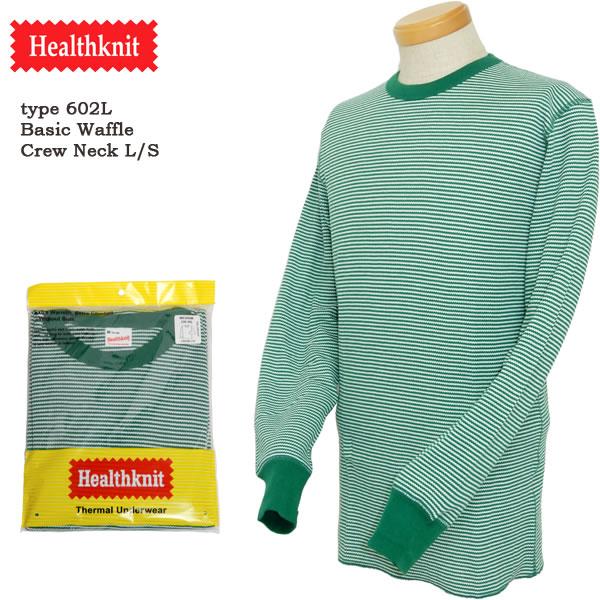 Healtknit,ヘルスニット,602L,ベーシックワッフルクルーネック長袖Tシャツ,サーマル,綿...