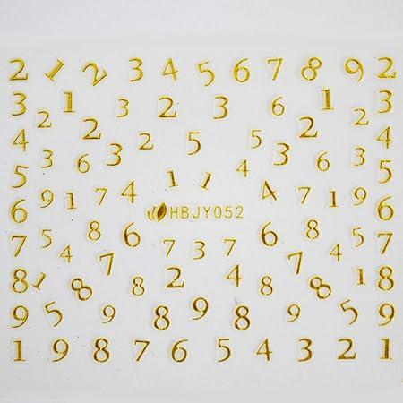 アルファベットやメッセージ柄のネイルシール 数字GOLD