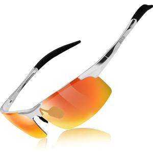 シルバーフレームリボゴールドレンズ  DUCO  サングラス メンズ 偏光 スポーツサングラス UV400 へんこう さんぐらす AL-MG合金｜one-dream