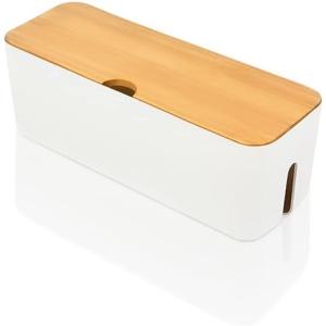 APPROCE ケーブルボックス 電源タップ 収納ケース 配線隠し 収納ボックス 木板 樹脂製 ホワイト M｜one-dream
