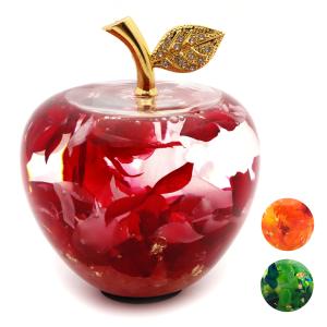 ハーバリウム リンゴ 置き物 金箔 天然石 さざれ入りパワーストーン おしゃれ 縁起物 ギフト 贈り物 プレゼント 父の日 ギフト プレゼント