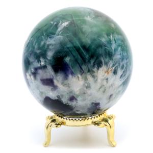 エンジェルフェザー フローライト 丸玉 スフィア 直径 約58mm 台座付き 蛍石 天然石 1点物 Fluorite 父の日 ギフト プレゼント｜one-one-store