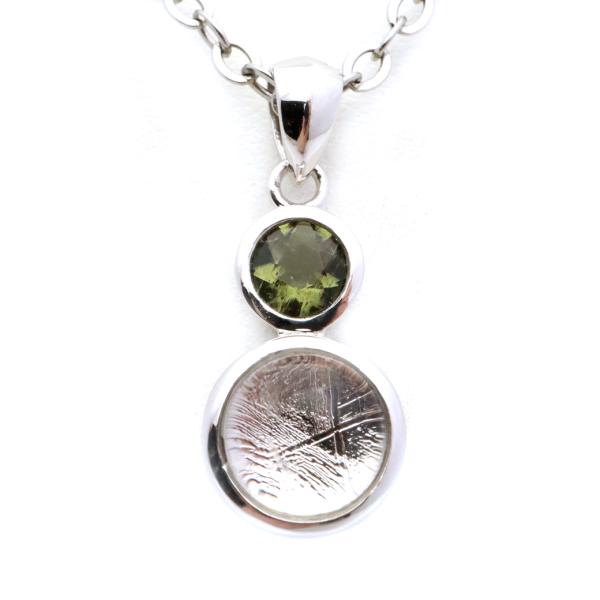 ギベオン 隕石 ネックレス 天然石 ペンダント ナミビア産 モルダバイト付き Silver925 ス...