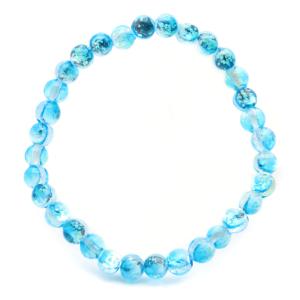 ホタルガラス ブレスレット ブルー 青色 12mm キラキラ とんぼ玉 沖縄