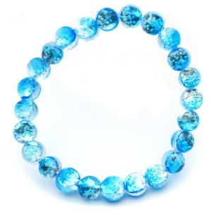 パナリブルー ホタルガラス ブレスレット 8mm 光る 夜光 とんぼ玉 沖縄 お土産 パナリ島 Panari Blue 父の日 ギフト プレゼント 爆買