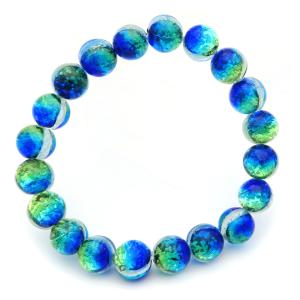 ホタルガラス ブレスレット ブルー 青色 8mm とんぼ玉 沖縄 お土産