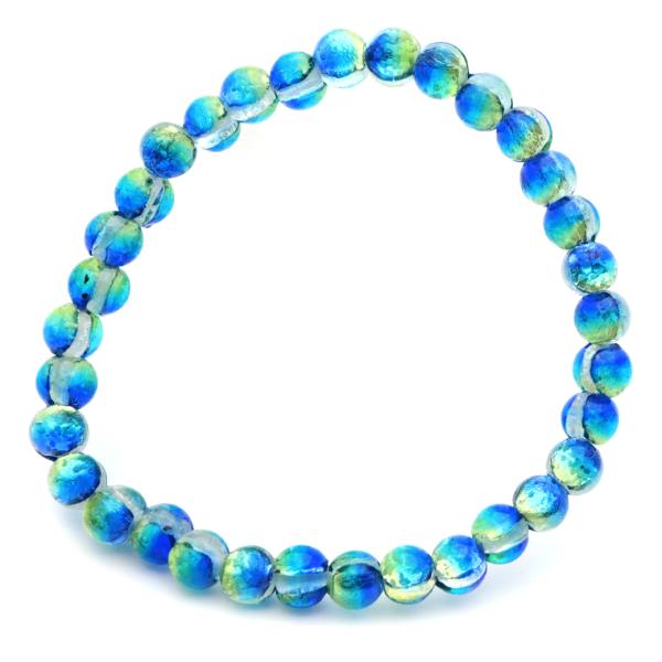 ケラママリン クリア ホタルガラス ブレスレット 6mm 光る 夜光 とんぼ玉 沖縄 お土産 慶良間...