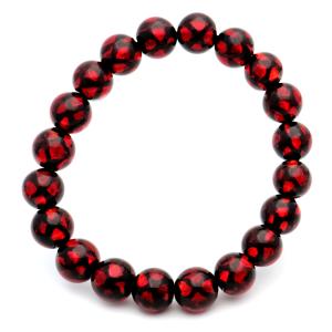 ホタルガラス レッド 赤色 Red ブレスレット 8mm とんぼ玉 沖縄 お土産
