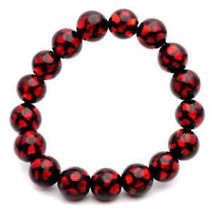 ホタルガラス レッド 赤色 Red ブレスレット 8mm とんぼ玉 沖縄 お土産