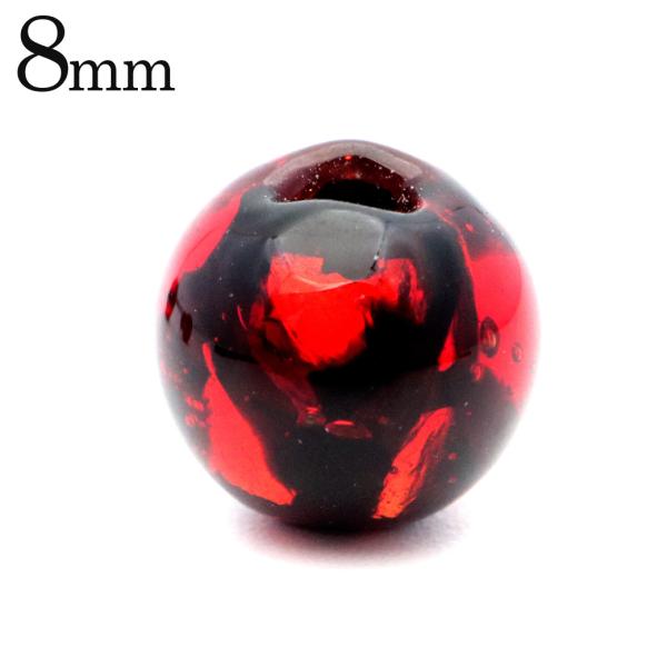 ホタルガラス ビーズ 粒売り 8mm レッド 赤色 バラ売り とんぼ玉 パーツ 沖縄 お土産 父の日...