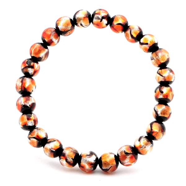 ホタルガラス ブレスレット オレンジ 橙色 8mm とんぼ玉 沖縄 お土産 アクセサリー 琉球 父の...