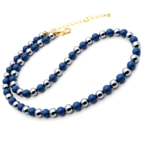 テラヘルツ鉱石 北投石 ネックレス ブルー 青色 6mm 健康 パワーストーン Terahertz ...