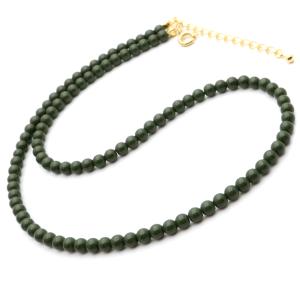 北投石 ネックレス グリーン 緑色 4mm 健康 パワーストーン 台湾産 ほくとうせき セラミック マイナスイオン ラジウム Hokutolite 父の日 ギフト プレゼント