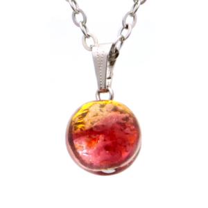 ホタルガラス ネックレス ケラマ サンセット オレンジ ペンダント 光る 蓄光 とんぼ玉 沖縄 お土産 慶良間諸島 父の日 ギフト プレゼント