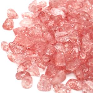 爆裂水晶 さざれ 中粒 100g コーラルレッド 赤色 クラック水晶 天然石 チップ レジン封入に 材料 パーツ 浄化 パワーストーン Crystal 父の日 ギフト プレゼント