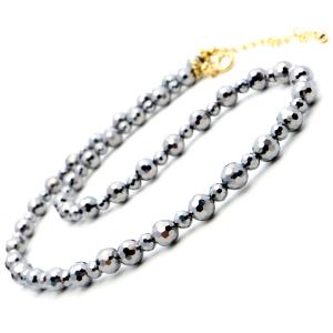 テラヘルツ鉱石 ネックレス ミラーカット 6mm x 8mm 128面カット 健康 パワーストーン Terahertz 父の日 ギフト プレゼント