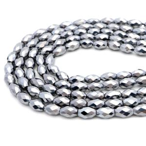 テラヘルツ鉱石 ビーズ パーツ ライスカット 俵型 多面カット 10 x 6mm 一連 約40cm 美容 健康 Terahertz 父の日 ギフト プレゼント 爆買