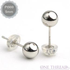 プラチナ ピアス Pt ピアス Pt900 丸玉 シンプルピアス 5mm 5ミリタイプ One thread 日本製 ネコポス対応｜one-thread