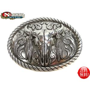 NOCONA  オーバル シルバー バッファロー スカル ヘッド フェザー バックル 38mm幅対応...
