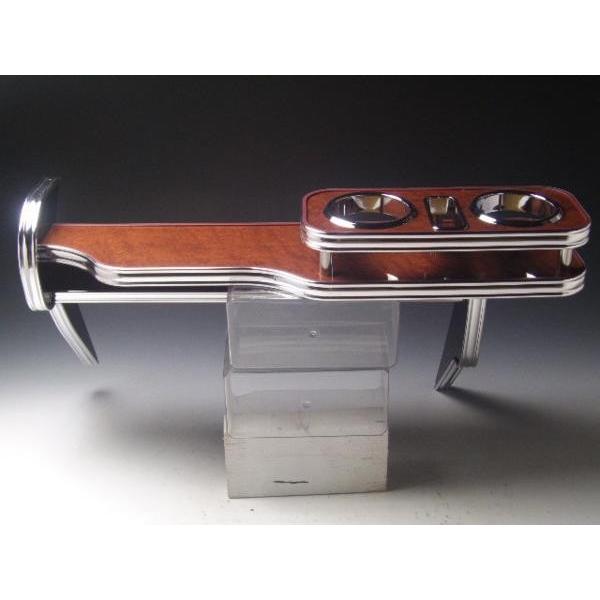 エリシオン　フロントテーブル　ウッド　茶ｘフルメッキ　携帯中