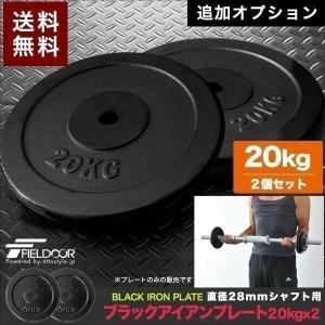 1年保証 バーベル 用 プレート 20kg 2個セット ブラックアイアン 追加プレート ダンベルプレート バーベルシャフト 用 ダンベル アイアンダンベル 送料無料