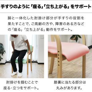 1年保証 ダイニングチェア 介護椅子 低め 肘...の詳細画像3