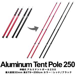 1年保証 テントポール アルミ製テントポール 2本セット 直径32mm 高さ80〜250cm スライド伸縮式 無段階 高さ調整 簡単 アルミ ポール FIELDOOR 送料無料