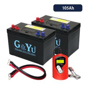 バッテリーテスターセット 105Ah G&Yuセミサイクルバッテリー SMF27MS-730 プラス 105Ah×2 並列ケーブル22SQ1セット バッテリーアナライザー｜onegain