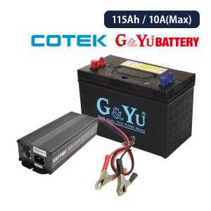 バッテリーチャージャーセット115Ah  充電器10Amax G&amp;Yuセミサイクルバッテリー SMF31MS-850 プラス