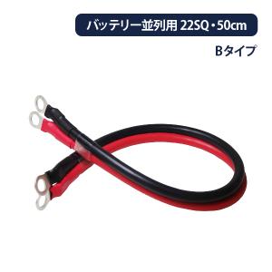 22SQ 並列KIV線ケーブルBタイプ 0.5m 赤黒セット 丸型圧着端子 R22-10 ×2  R22-8 ×2 バッテリー増設｜onegain
