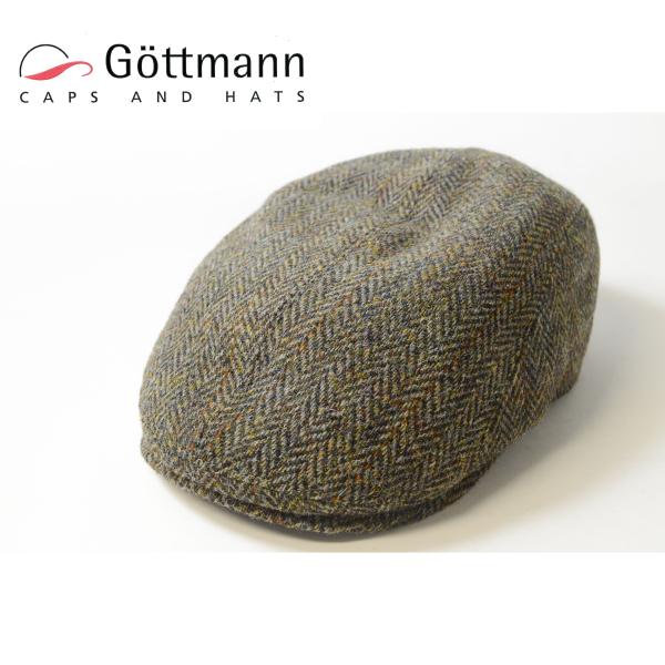 Gottmann　ハンチング　牛革　ハリスツイード　メンズ　帽子　ゴットマン