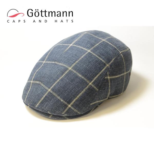帽子　ゴットマン　格子柄　麻100％　ハンチング　Gottmann