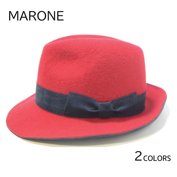 帽子 メンズ　ウール/スエード掛　中折れ帽子　マローネ