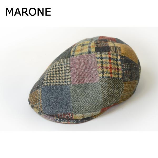 帽子　ハンチング　MARONE　パッチワーク調　マローネ