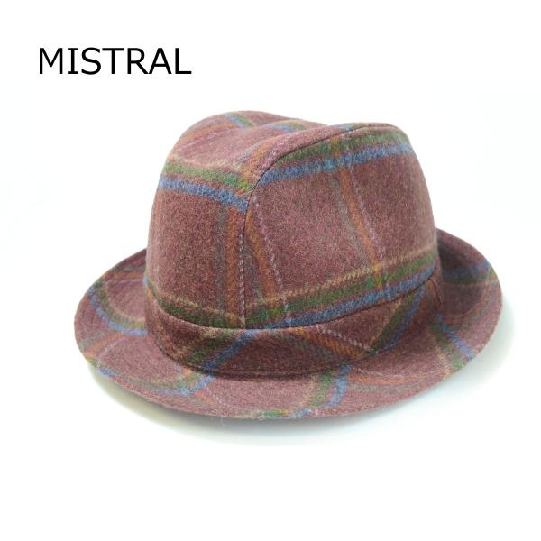 帽子　ミストラル　フランス　チェック柄　赤　チロル　MISTRAL