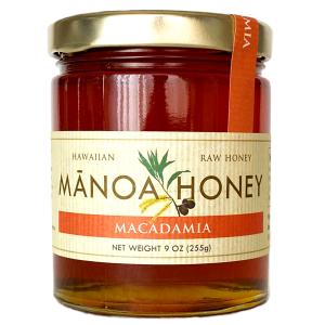 Manoa Honey ハワイ 香ばしい甘さ 非加熱 はちみつ マカダミアナッツ ハニー 255g（9oz）｜onehoney