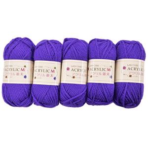 手芸のいとや 毛糸 アクリル毛糸 LADYBIRD ACRYLIC M アクリル並太 単色5玉セット NO.116 パープル 1玉約40g巻糸長
