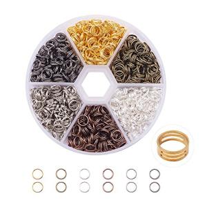 PandaHall Elite 二重マルカン 丸カン 指カン付き リング 基礎パーツ 金具セット アクセサリーパーツ ジュエリー DIY用 6m
