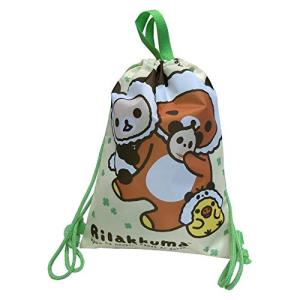 アイプランニング リラックマ グリーン 高学年もOK 上履き入れ 撥水 シューズケース ナップサック 大きめ K-9001B