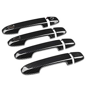 フォレスター sk ドア Qii lu 8ピース/セットカーボンファイバーグレインスマートエクステリアドアハンドルカバートリムフィットSK 19