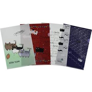 セラミック藍 A4クリアファイル 4柄セット 猫3兄弟 エンジョイ サイズ：約W22 D31 23089