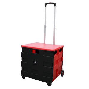 icokka キャリーカート Lサイズ 折りたたみ ふた付き 耐荷重30kg コンパクト コンテナ CCL-B/RD