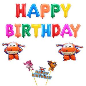 Super Wings 誕生日 飾り付け スーパーウイングス 変身ロボット 飛行機 アニメ キャラクター 可愛い 子供 男の子 ブルー オレンジ