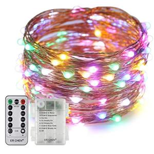 LEDイルミネーションライト ジュエリーライト 100球 10m 電池式 リモコン付 8パターン 点滅 点灯 タイマー機能 防水 防塵仕様 屋外