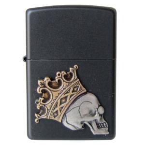 ジッポー ライター ZIPPO ジッポ オイル ライター King Crown キングクラウン エンブレム ジッポ 29100 ブラック スカル ドクロ ガイコツ｜oneofakind