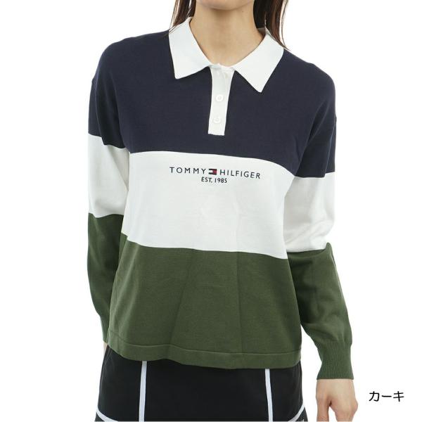 トミーヒルフィガー TOMMY HILFIGER レディース ゴルフ  ラガー長袖 ニットシャツ T...