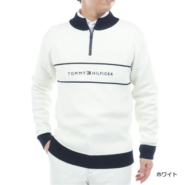 トミーヒルフィガー TOMMY HILFIGER メンズ フロントロゴ　ハーフZIP モックネックニ...