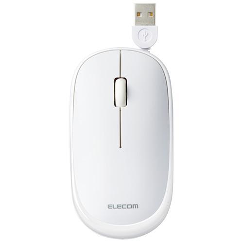 エレコム(ELECOM) M-TM10UBWH ホワイト USBポート対応 巻取り式 有線マウス 静...
