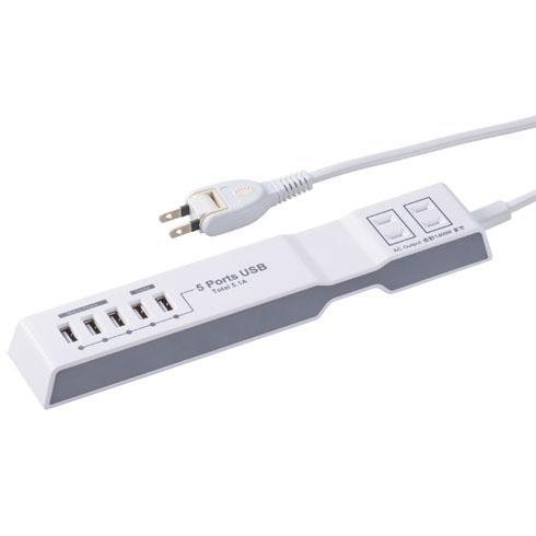 オーム電機(OHM) 00-1258 電源タップ モバイル充電 2個口 上挿し 1.5m HS-T2...